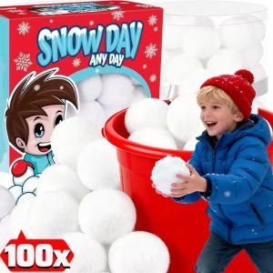 Feelife 100PCS Artificial Soft Snowball Toys High Elasticity Plush Ball Snow Fake Balls Indoor Snow Fight Ball Christmas Party Throwing Games