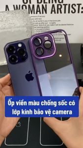 Ốp lưng điện thoại PC nút bấm kim loại trong suốt chống ố kèm lens kính bảo vệ camera 14 13 Pro MAX 14 Plus 12 Pro MinnSTORE