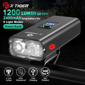 X-TIGER Bike Light Set Powerful USB Rechargeable Bright 10000mAh Bicycle Front Lights IPX5 Waterproof Front Lamp Cycling