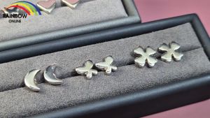 RainbowSilver ต่างหูเงินแท้ น่ารักมาก ถ่ายสินค้าจริง เงินแท้925มาตรฐานส่งออก  แบบเสียบใส่ง่าย พร้อมส่งร้านคนไทยทำเองA019