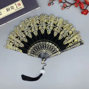 Vintage Lace Fan Dance Photography Props Cheongsam Hanfu Ancient Style Folding Fan JK Lolita Court French Dance Fan for Women