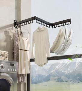 TERBARU!! Jemuran Dinding Baju Lipat PREMIUM CHROME KUAT & TEBAL Alumunium Jumbo / Rak Jemur Pakaian Foldable Teleskopik Rotate 360 Anti Karat / Hook Outdoor Indoor Apartemen Toilet Kamar Mandi Berkualitas (V13A1/A2/A3)