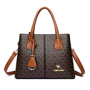 กระเป๋าถือหนังแท้สำหรับผู้หญิง กระเป๋าสะพายไหล่ข้างเดียวความจุขนาดใหญ่ กระเป๋าสะพายข้างแฟชั่นอเนกประสงค์สำหรับคุณแม่วัยกลางคน กระเป๋าถือแบบพับได้