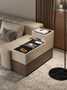 House Art Italian Normcore Sofa Side Cabinet Tempered Glass Side Table Accessible Luxury Fancy Living Room Storage Cabinet Customizable