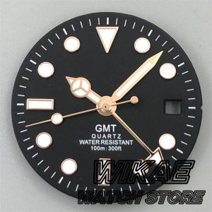 29mm 515 QuartzWatch Dial Black White Dial With HandsSet C3 Luminous Fit RONDA 515/RONDA 515-24H GMT Quartz Movement Watch Parts