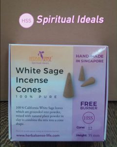 HSS White Sage Incense Cones Cleanse Negative Energy California White Sage