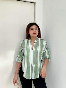 HOKI- KEMEJA FUXI SALUR RAYON BALI Blouse Wanita lengan 3/4 Trend Tiktok
