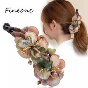 Elegant Flower Banana Clip For Women Girl Vertical Clip Simple Ponytail Holder Hair Clip Hair Claw Hair Accessories