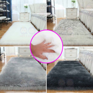 White Plush Karpet Bulu Fluffy Shaggy Soft Floor Mat Fur Carpet Anti Slip Bedroom Living Room Rug Permaidani 毛绒地毯 地垫 F10