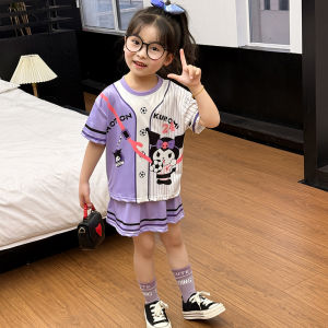 BCBL Kuromi Dress For Kids Girl Purple Kuromi Dress Set Short Sleeve Cartoon Princess Dress for Girls Summer Dress For beach Holiday Birthday Gift For kids Girl