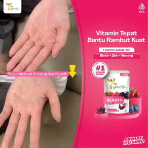 Youvit AcNO & Beauti+ 30 Hari dengan Niacinamide Vit C Biotin untuk Jerawat & Rambut Rontok