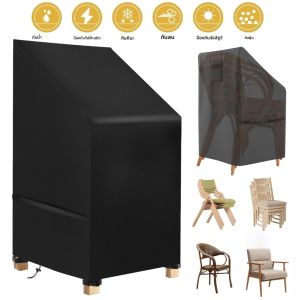 กันน้ําเก้าอี้สวนครอบคลุม Anti-UV 210D Oxford ผ้ากลางแจ้ง STACKABLE เก้าอี้ครอบคลุมเก้าอี้ Patio ครอบคลุมเฟอร์นิเจอร์ Protector