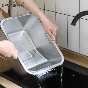10L Bát Đựng Rau Củ Di Động Lớn Bằng Thép Không Gỉ Chậu Rửa Chén Đa Năng 355x265x15cm Chậu Rửa Bát Nhà Bếp Đa Năng Thân Thiện Với Môi Trường