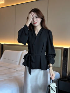 ZHILU | V-Neck Slimming Loose Fit Long Sleeve Shirt
