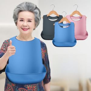MONLEYTA | Waterproof Silicone Saliva Bib For Elderly People Eating Special Adult Use Dinner Apron Manlieta Brand Normal Specification