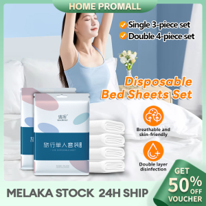 Disposable Bed Sheet 一次性床单 Portable Travel Hotel Bedsheet Cover Pillowcase Double-Bed Four-Pieces Suit Bedsheet Cover