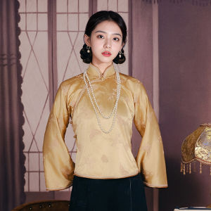 Red Hall Cheongsam New 2025 High End Grand New Chinese Style Big Sleeve Silk Embroidery Floral Patterned Top Butterfly Language