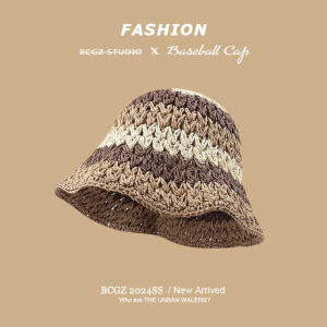 Summer Beach Rainbow Straw Hat Womens Sun Protection Fishing Cap Small Face Appearance Seaside Travel Outdoors Sweet Cute Style