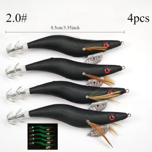 4pcs Shrimp Egi Set 11.5cm Simulation Shrimp Fishing Lure Saltwater Shrimp Bait Sea Cuttlefish Squid Jig Octopus Fishing Set