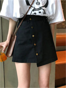 Spring New Stylish Versatile Age-reducing Black Irregular Hem Skirt