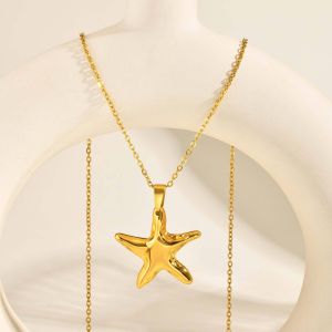 จี้สร้อยคอสแตนเลสปลาดาวชุบทอง18K Kemstone สำหรับผู้หญิงเครื่องประดับฤดูร้อน