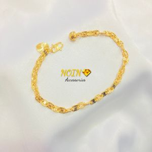 Gelang Wanita Rantai Motif Pecah Kopi & Perhiasan Lapis Emas