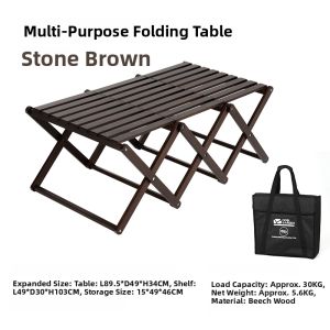 Mobi Garden | Folding Multipurpose Outdoor Table Real Wood Multi-layer Storage