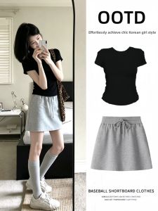 V.C.I | Sporty Summer High Waist A-Line Skirt Grey