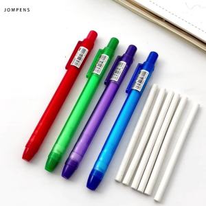 New Pen Shape Press Type Pencil Eraser Set with 10 Replaceable Corefor Sketching Writing Erase Supplies Stationery Accessories