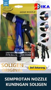Semprotan Taman Soligen Pistol Air Selang Hose Nozzle Kuningan Semprotan Air Gagang Karet I Semprotan Taman Kebun I Hoze Nozzle I Semprotan Model Pistol
