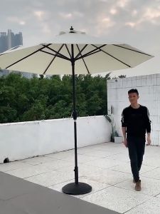 LUCK Garden Umbrella With Base Stand Double Layer Camping Umbrella Heavy Duty Courtyard Parasol Patio Umbrella Foldable Beach Sunshade Canopy Cover Garden Umbrella Outdoor Heavy Duty Garden Umbrella Heavy Duty Big Umbrella 1.2M Sunshade Canopy Cover