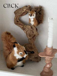 Click Artificial Little Squirrels Table Decorative Ornaments Stuffed Toy Cute Atmosphere Ornament Photo Props