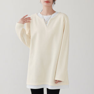 MOCHU | Honeycomb Fleece Faux Two-Piece Sweater