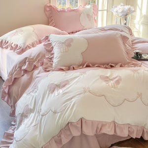 Princess Style Embroidered Cotton Bedding Set And Light Cotton Four-Piece Bedding Set for Girls Ideal for Naked Sleep