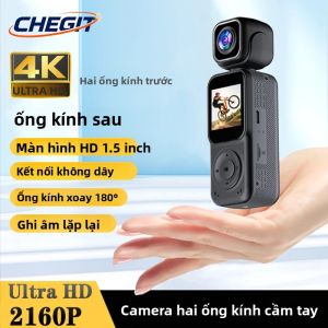 Camera Hành Động Thể Thao Ngoài Trời Bỏ Túi 4K Hai Ống Kính Tích Hợp WiFi 180 Độ °   Camera Hành Trình Chống Rung Xoay Được