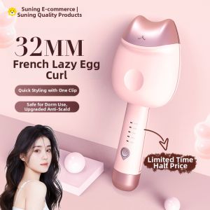Egg Roll Hair Curling Iron French Big Curl Egg Cake Electric Clamp Water Wave Texture 32mm2134 Home Travel Salon Use Hair Styling Tool
