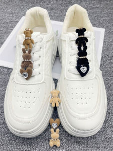 6PCS Lovely Rhinestone Rabbit Shoelace Charms ABS Bling Bear Heart Decor Shoes Accessories DIY Black Brown Shoe Clips Fit Boots