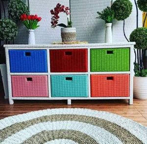 (Ready stok)lemari rotan sintetis laci 6 samping harga pengrajin