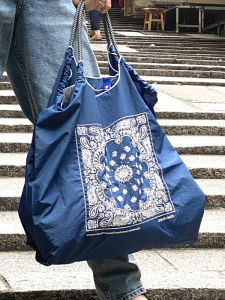 New Womens Nylon Embroidered Tote Bag Large Capacity Single Shoulder Handbag Shopping Bag Outdoors Female Purse Korean Style