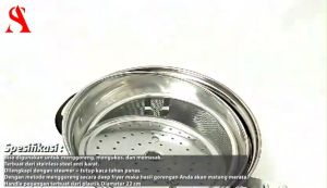 Panci Mie 3in1 Stainless NoodlePot Panci Penggorengan Mie Kentang Saringan Minyak Goreng Multifungsi