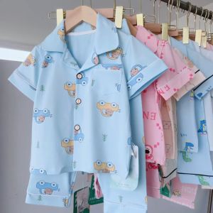 ชุดนอนเด็ก ชุดนอนเด็กแขนสั้นขายาว ชุดนอนคอปกมีกระดุมหน้า ผ้าคอตตอน ผ้านิ่มทรงกว้างใส่สบายไม่ย้วย ไซส์