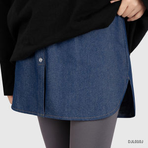 เสื้อสเวตเตอร์ผู้หญิงฤดูใบไม้ร่วงและฤดูหนาวเสื้อสเวตเตอร์ตัวในใส่ทับสิ่งประดิษฐ์มหัศจรรย์เสื้อเชิ้ตผ้ายีนส์คลุมสะโพกใส่ด้านในกระโปรงสั้น