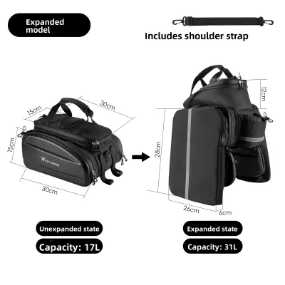 West Biking | Bike Rear Pannier Mountain Bike Seat Bag Delivery Electric Bike Rack Riding Tail Bag Shoulder Bag