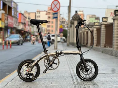 Ultra Lightweight Aluminum Alloy Folding Bicycle Fnhon Fpa1403 Portable External 5 Speed Oil Brake 14/16 Gear Change Dolphin