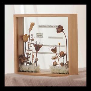4cm Deep Transparent Shadow Box Frames Bouquet Display Flower Case Deep for Crafts 3D Picture Memorabilia Memory Wooden Tabletop