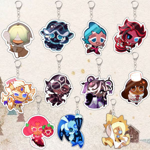 Bandai | For Cookie Run Q Version Series Strawberry Cookie Shadow Milk Pure Vanilla Game Peripherals Acrylic Keychain Cartoon Cute Gift