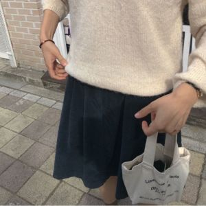 High Waist Corduroy A-Line Midi Skirt for Women Black Casual Style with Sashes Autumn Winter New Arrival plus Size Skirts
