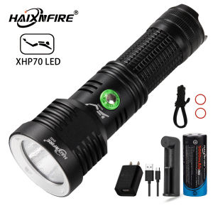 Haixnfire dv52 Scuba đèn pin dùng dưới nước XHP70 siêu sáng 7000lm chống nước Dưới Nước Đèn bờ biển Đèn pin lặn đèn LED tìm kiếm ánh