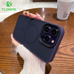 FLOVEME Magnetic Wireless Charger Phone Case For iphone 14 13 Pro Max 14 Plus Luxury Matte Lens Protection TPU+PC Back Cover For iphone 14 13