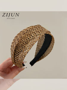 ZIJUN | Bohemian Hollow Straw Wide Headband Non-slip Hair Hoop